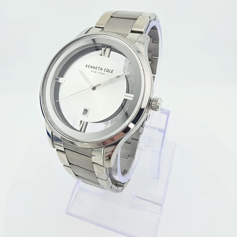 Rare!! KENNETH COLE NY Men's Watch KC50979006 Floating Dial Date St. Steel 8.75"